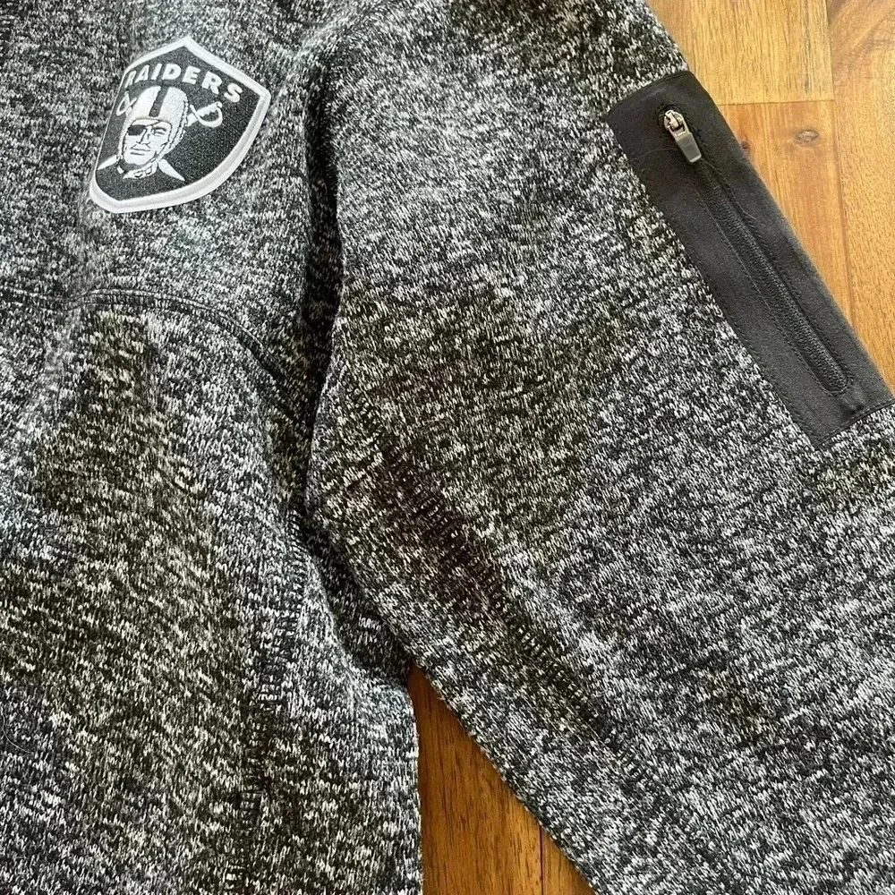 Antigua Raiders men’s heathered black and gray 1/4 zip fleece
